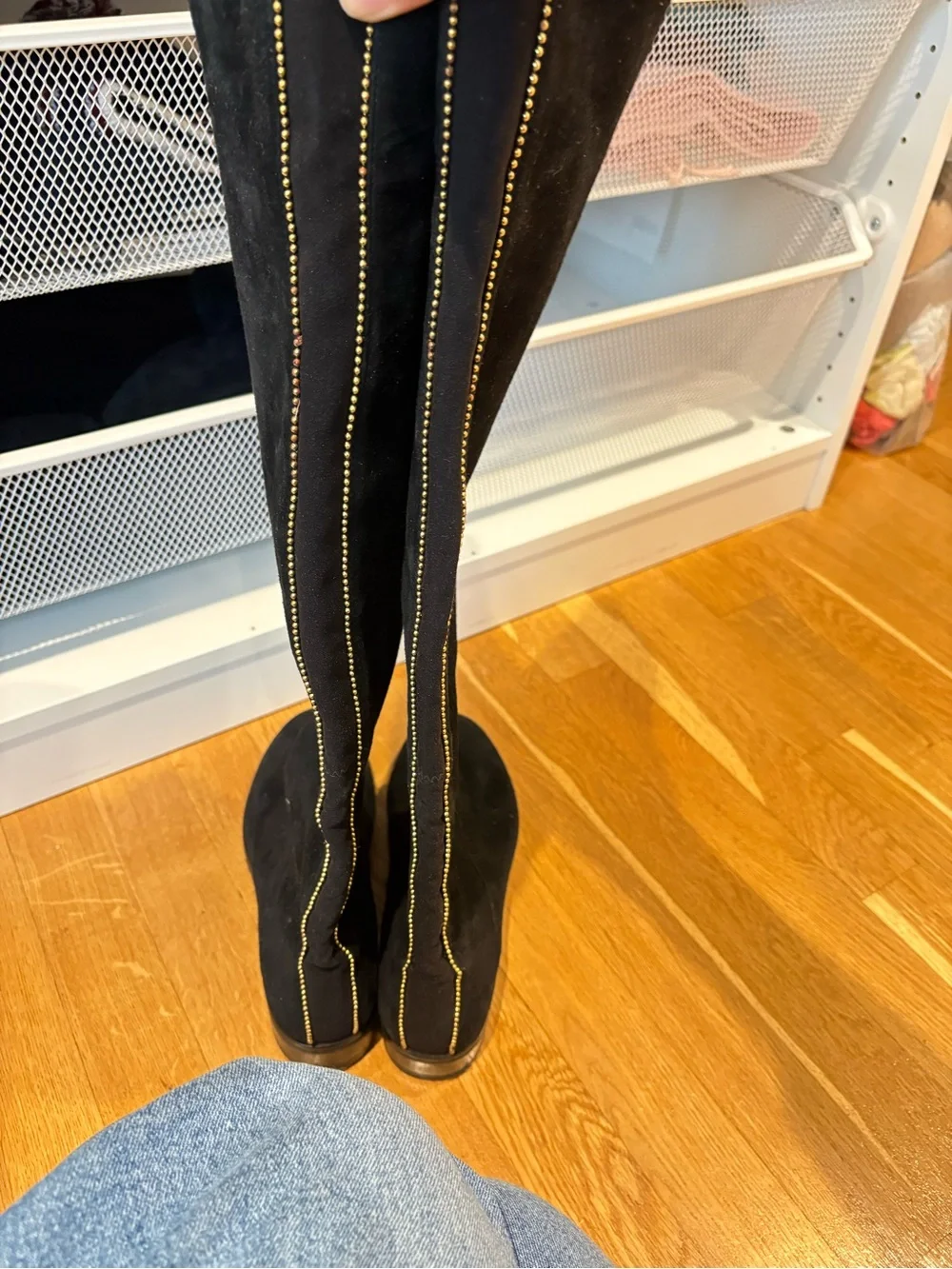 Stuart Weitzman Black Suede Over-the-Knee Boots
